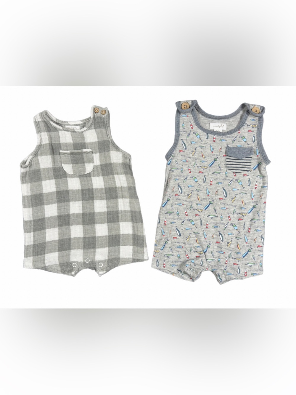 MUD PIE Baby Boy Sleeveless Romper Bundle - 3-6M